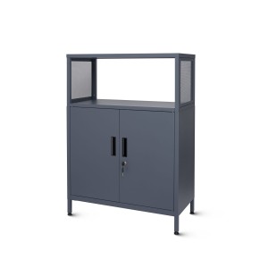 Metalowa szafka dwudrzwiowa antracytowa na nóżkach, model LUGO