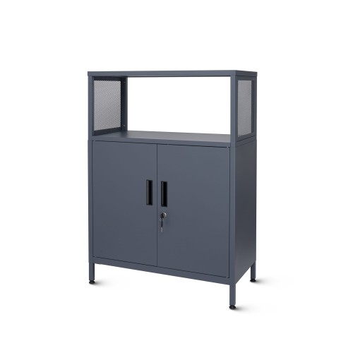 Metalowa szafka dwudrzwiowa antracytowa na nóżkach, model LUGO