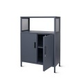 Metalowa szafka dwudrzwiowa antracytowa na nóżkach, model LUGO