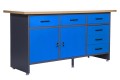 Stół warsztatowy AMSTERDAM, 1700 x 850 x 600 mm, antracytowo-niebieski
