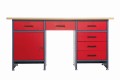 Stół warsztatowy SZTOKHOLM, 1700 x 850 x 600 mm, antracytowo-czerwony