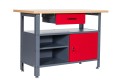 Stół warsztatowy LONDYN, 1200 x 850 x 600 mm, antracytowo-czerwony