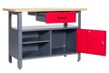 Stół warsztatowy LONDYN, 1200 x 850 x 600 mm, antracytowo-czerwony