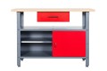 Stół warsztatowy LONDYN, 1200 x 850 x 600 mm, antracytowo-czerwony