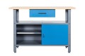 Stół warsztatowy LONDYN, 1200 x 850 x 600 mm, antracytowo-niebieski