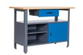Stół warsztatowy LONDYN, 1200 x 850 x 600 mm, antracytowo-niebieski