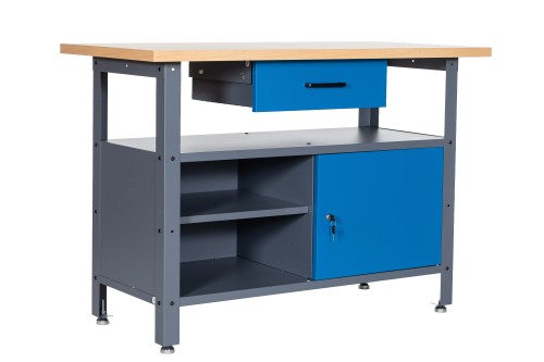 Stół warsztatowy LONDYN, 1200 x 850 x 600 mm, antracytowo-niebieski