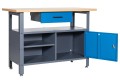 Stół warsztatowy LONDYN, 1200 x 850 x 600 mm, antracytowo-niebieski