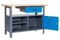 Stół warsztatowy LONDYN, 1200 x 850 x 600 mm, antracytowo-niebieski