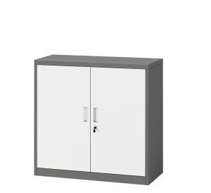 Metalowa szafka dwudrzwiowa niska antracytowo biała, model ASTI