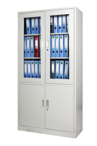 Biurowa przeszklona szafa metalowa na akta, model RIVOLI