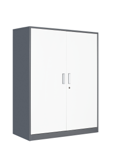 Metalowa szafka dwudrzwiowa antracytowo biała, model COMO