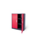 Metalowa szafka z drzwiami antracytowo czerwona, model WALENCJA